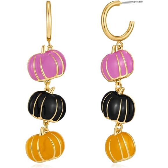 ✨ Halloween Pumpkin Earrings – Festive Triple Color Design - Picture 1 of 5